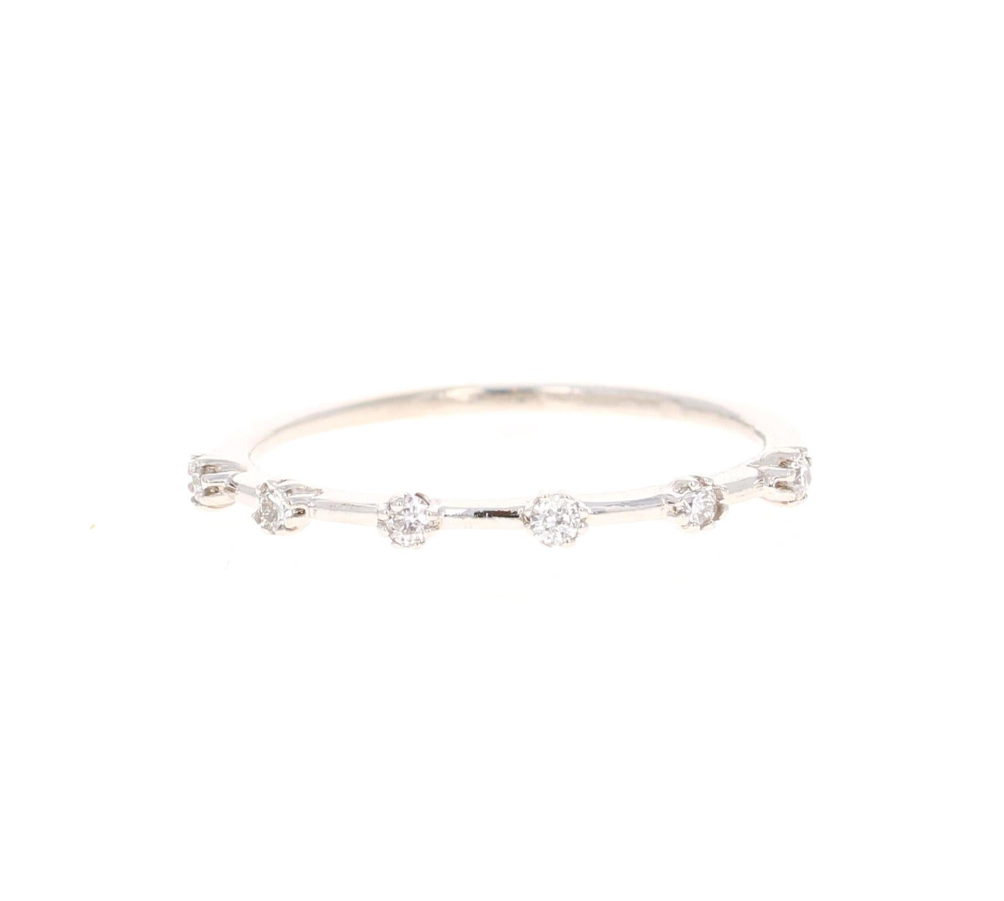 Contemporary Round Cut Diamond Gold Stackable Bands For Sale