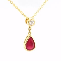 0.34ct Bixbite 'Red Emerald' and Diamond Pendant in 18kt Yellow Gold