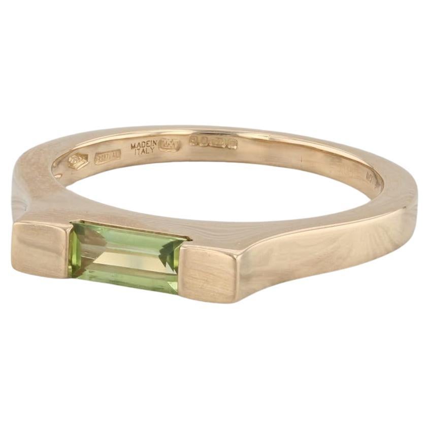 0.34ct Green Peridot Solitaire Ring 18k Yellow Gold Size 7 Stackable Asprey