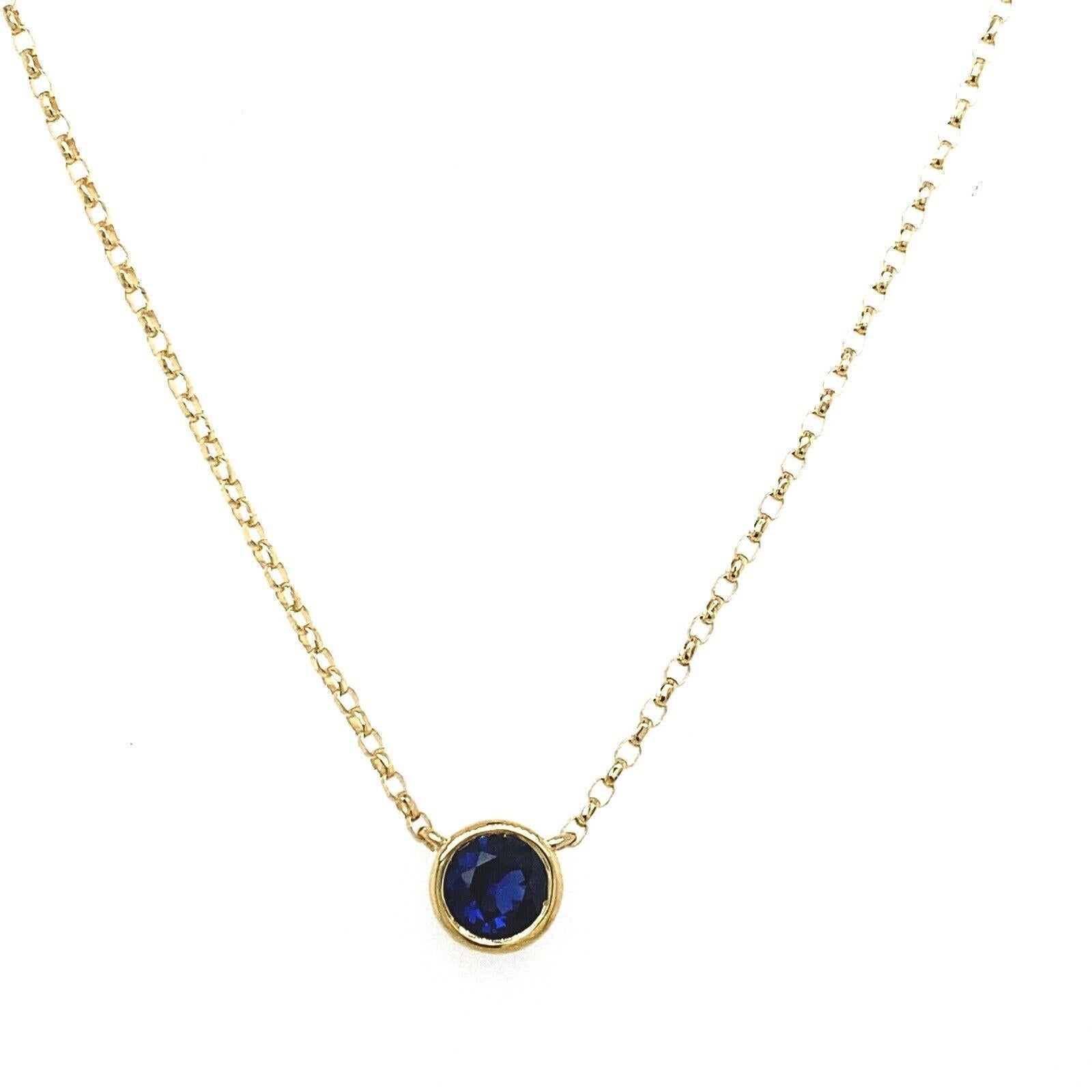 This 18ct Yellow Gold pendant set with a 0.34ct natural Sapphire stone is set on a 16