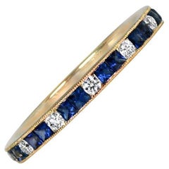  0.34ct Sapphire & 0.16ct Diamond Wedding Band, 18k Yellow Gold