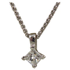 0.34 Carat Single Stone Princess Cut Diamond Pendant