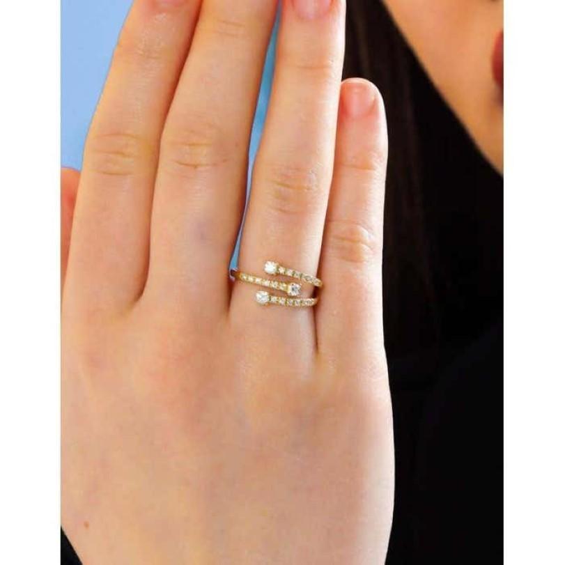 Moderne Bague à trois rangs de diamants de 0,34ct en vente