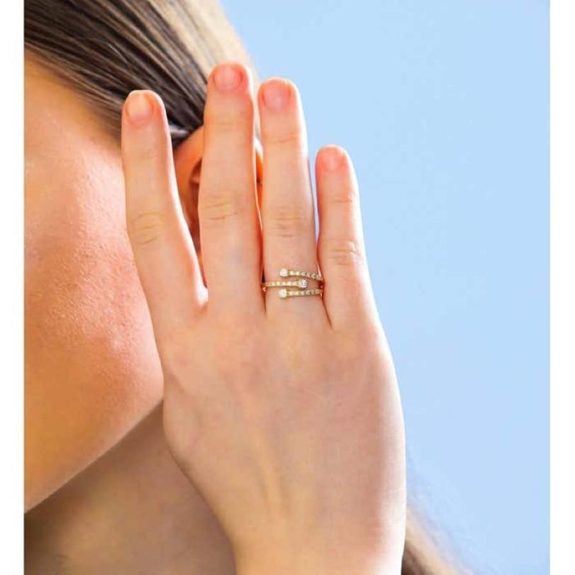 Bague à trois rangs de diamants de 0,34ct Pour femmes en vente