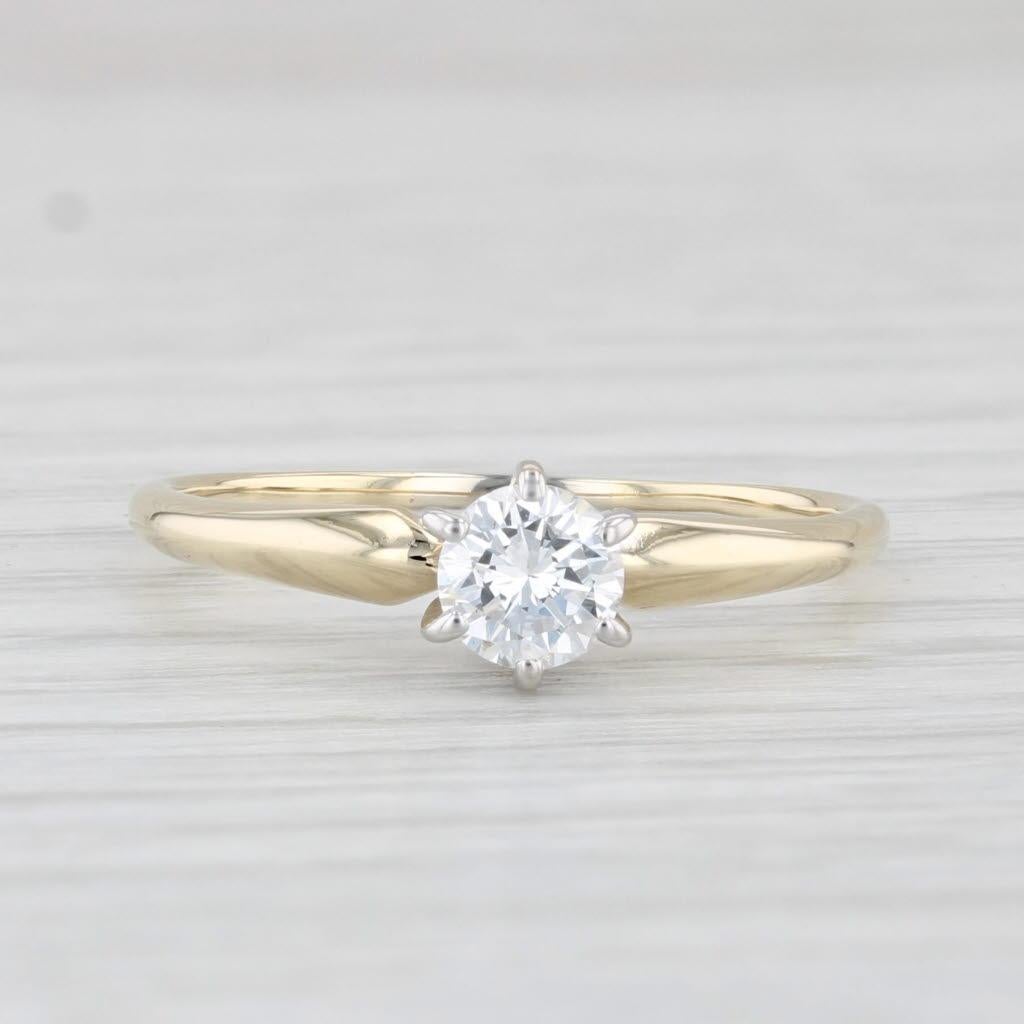 Round Cut 0.34ct VS2 Round Diamond Solitaire Engagement Ring 14k Gold Size 6.5 For Sale