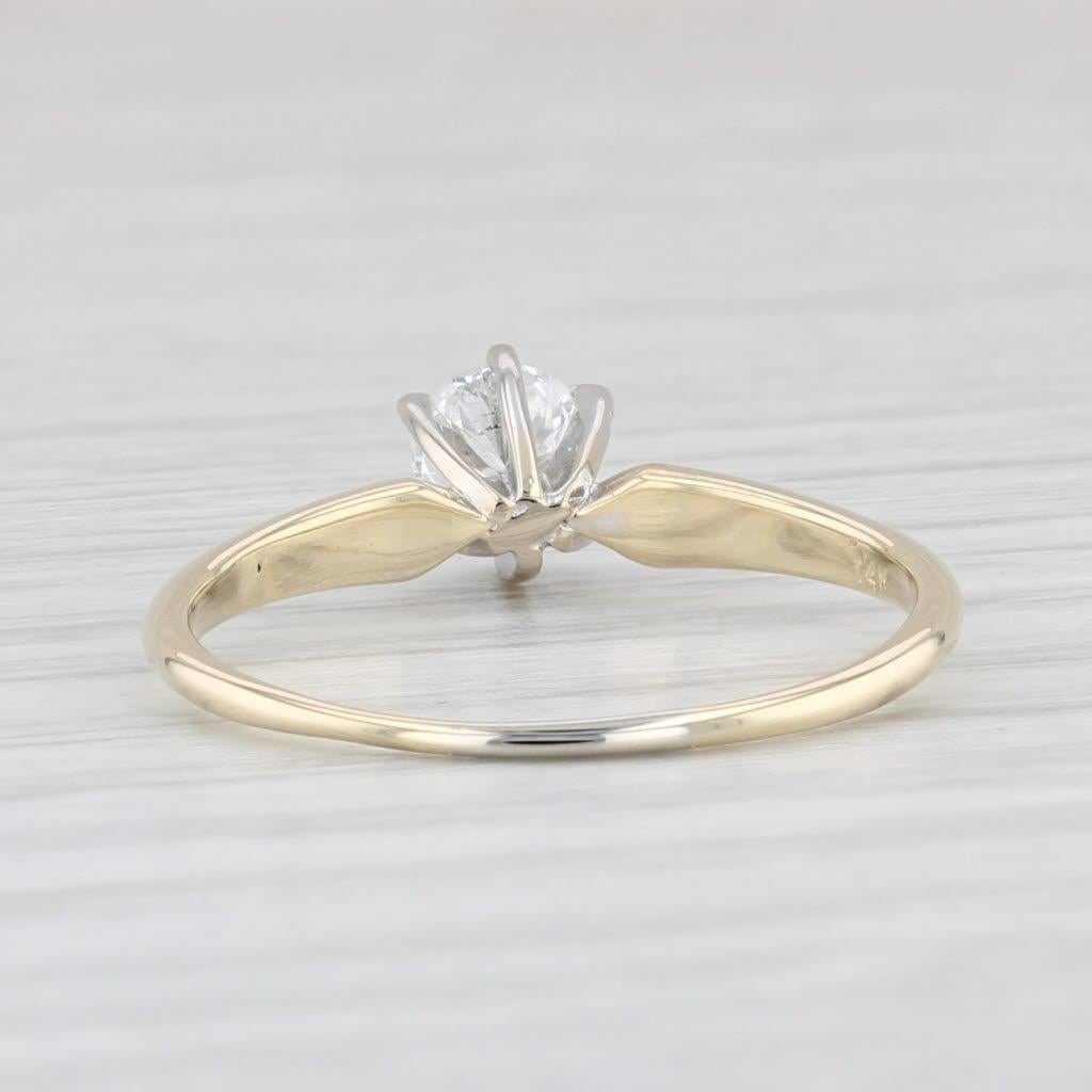 Women's 0.34ct VS2 Round Diamond Solitaire Engagement Ring 14k Gold Size 6.5 For Sale
