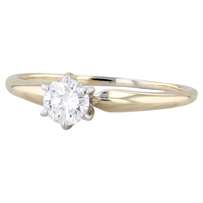 0.34ct VS2 Round Diamond Solitaire Engagement Ring 14k Gold Size 6.5 For Sale