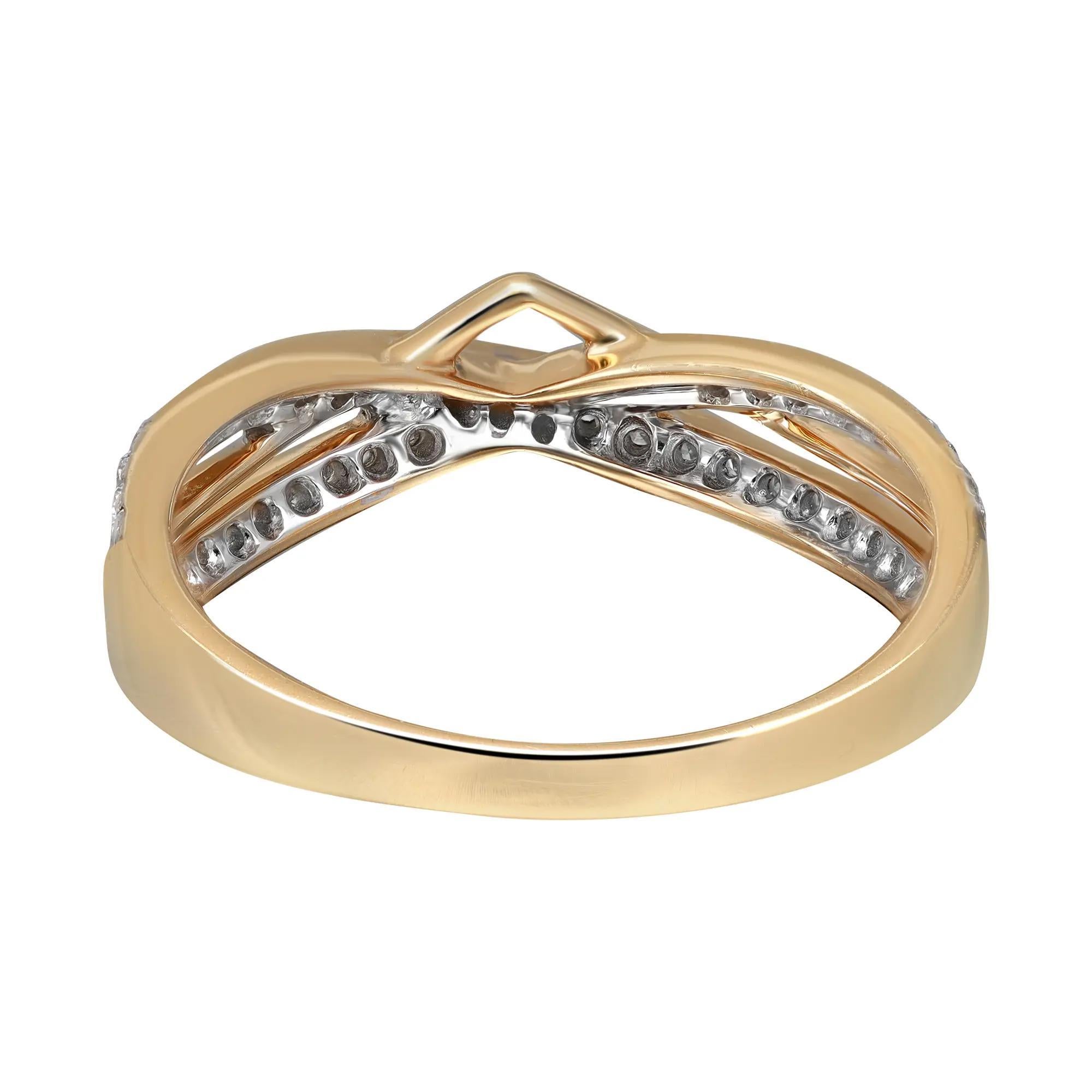 0.34cttw Pave Set Round Cut Diamond Ladies Ring 14k Yellow Gold In New Condition For Sale In New York, NY
