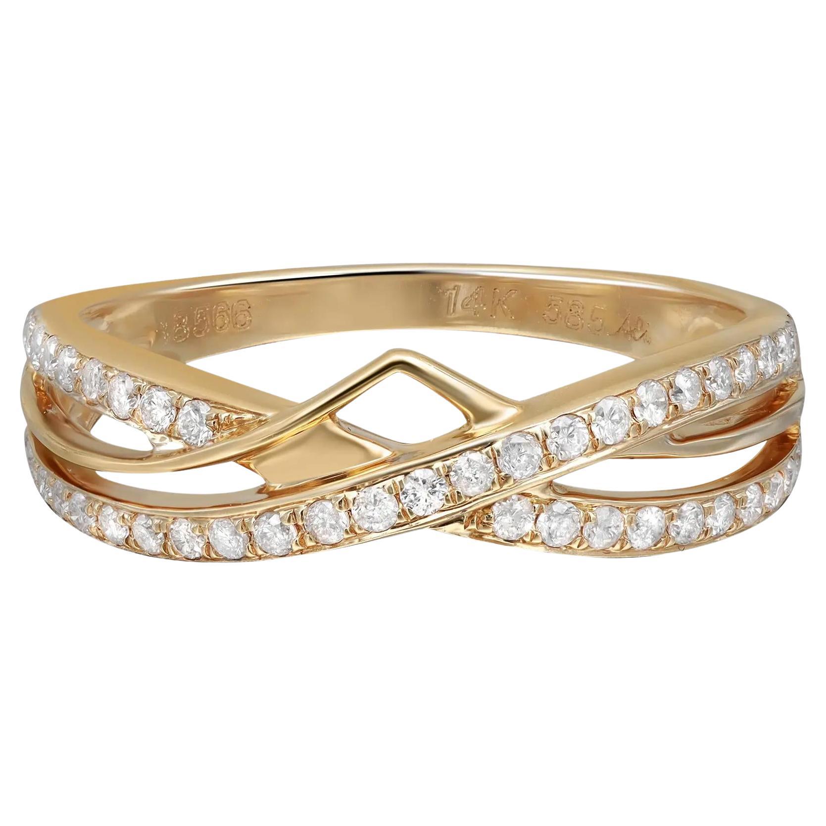 0.34cttw Pave Set Round Cut Diamond Ladies Ring 14k Yellow Gold