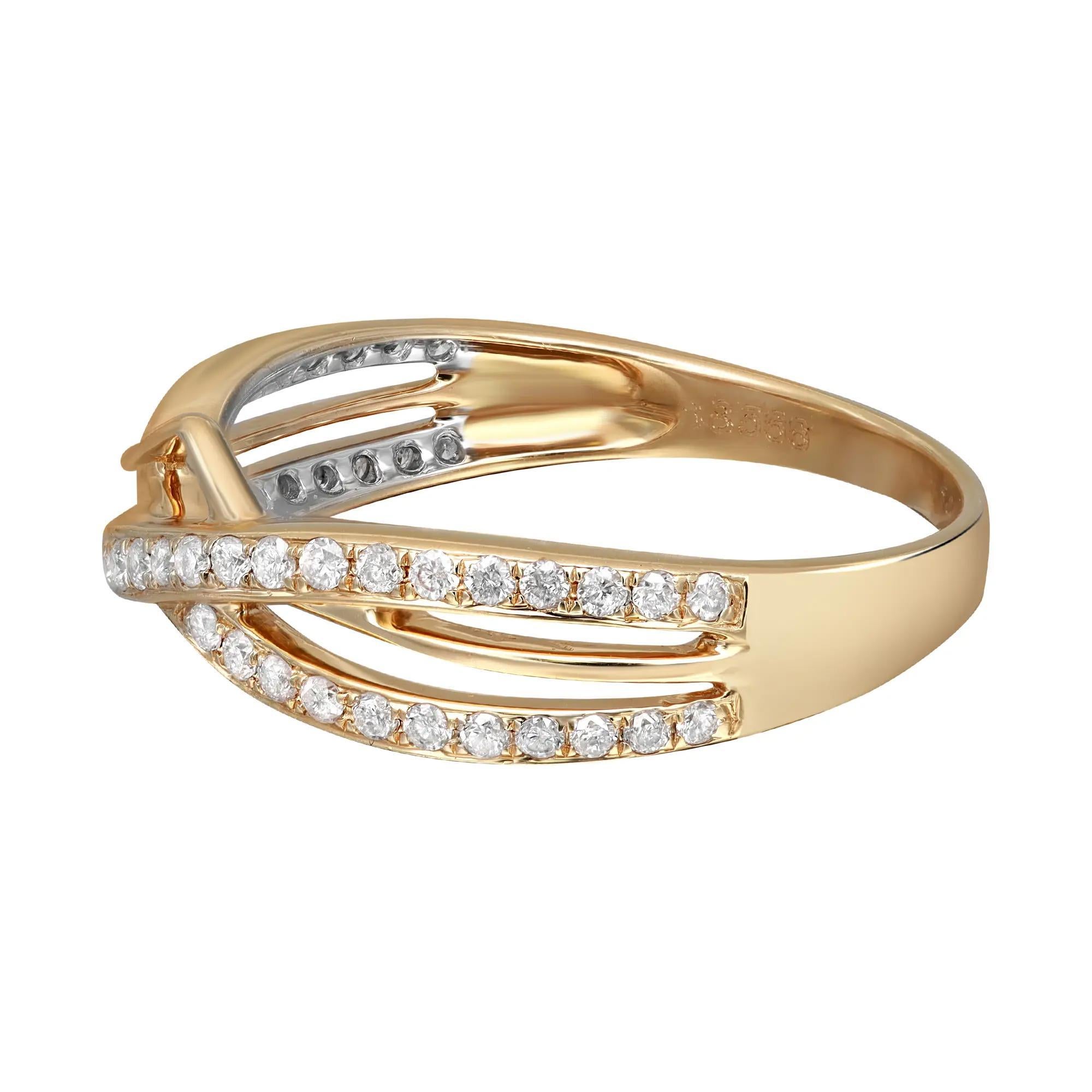 This stunning pave set round cut diamond band ring is a perfect fit for any occasion. Crafted in 14K yellow gold, it's stackable and easy to mix and match. The total diamond weight is 0.34 carat. Ring size 7.5. Weight: 3.18 grams. Comes with a