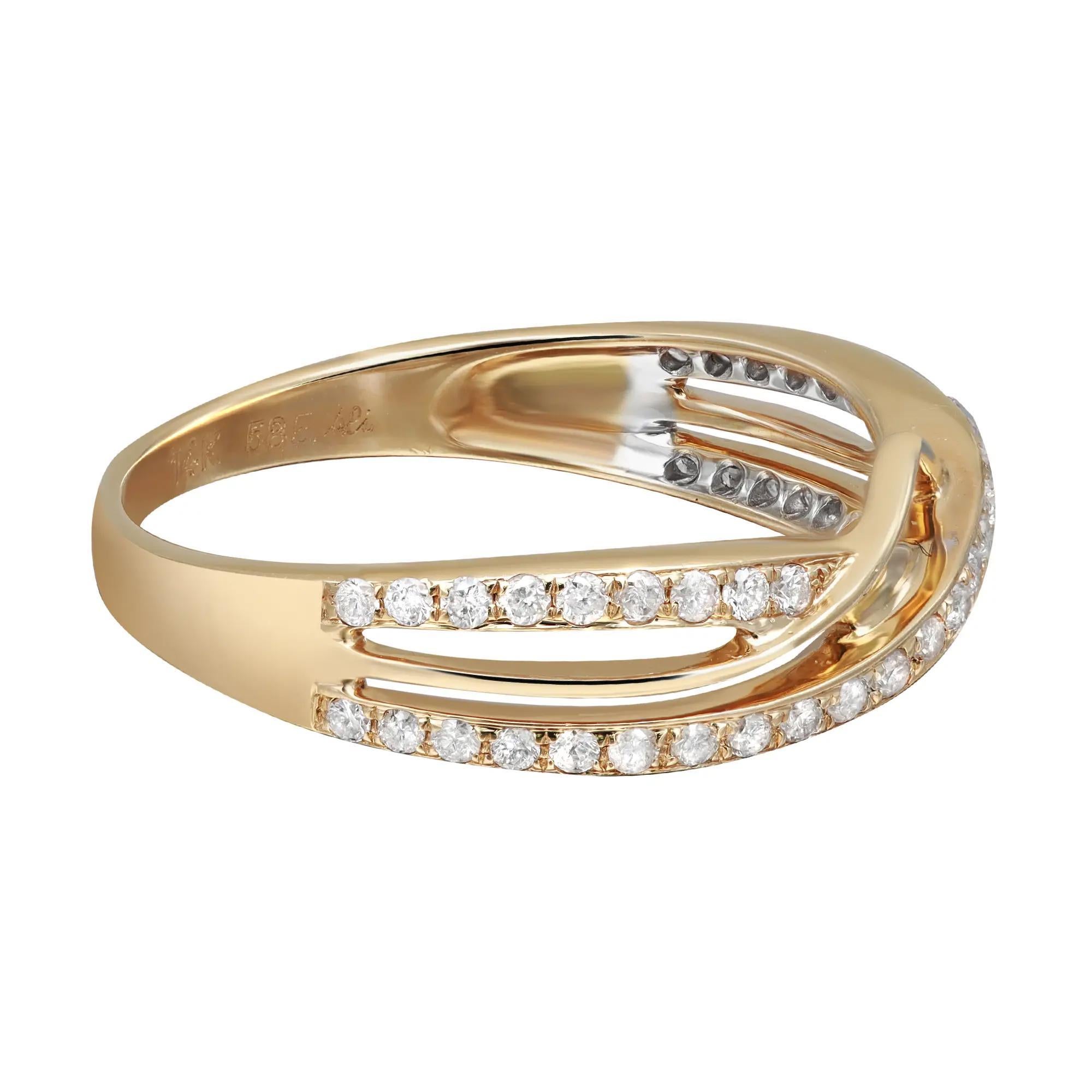 Modern 0.34cttw Pave Set Round Cut Diamond Ladies Ring 14k Yellow Gold For Sale