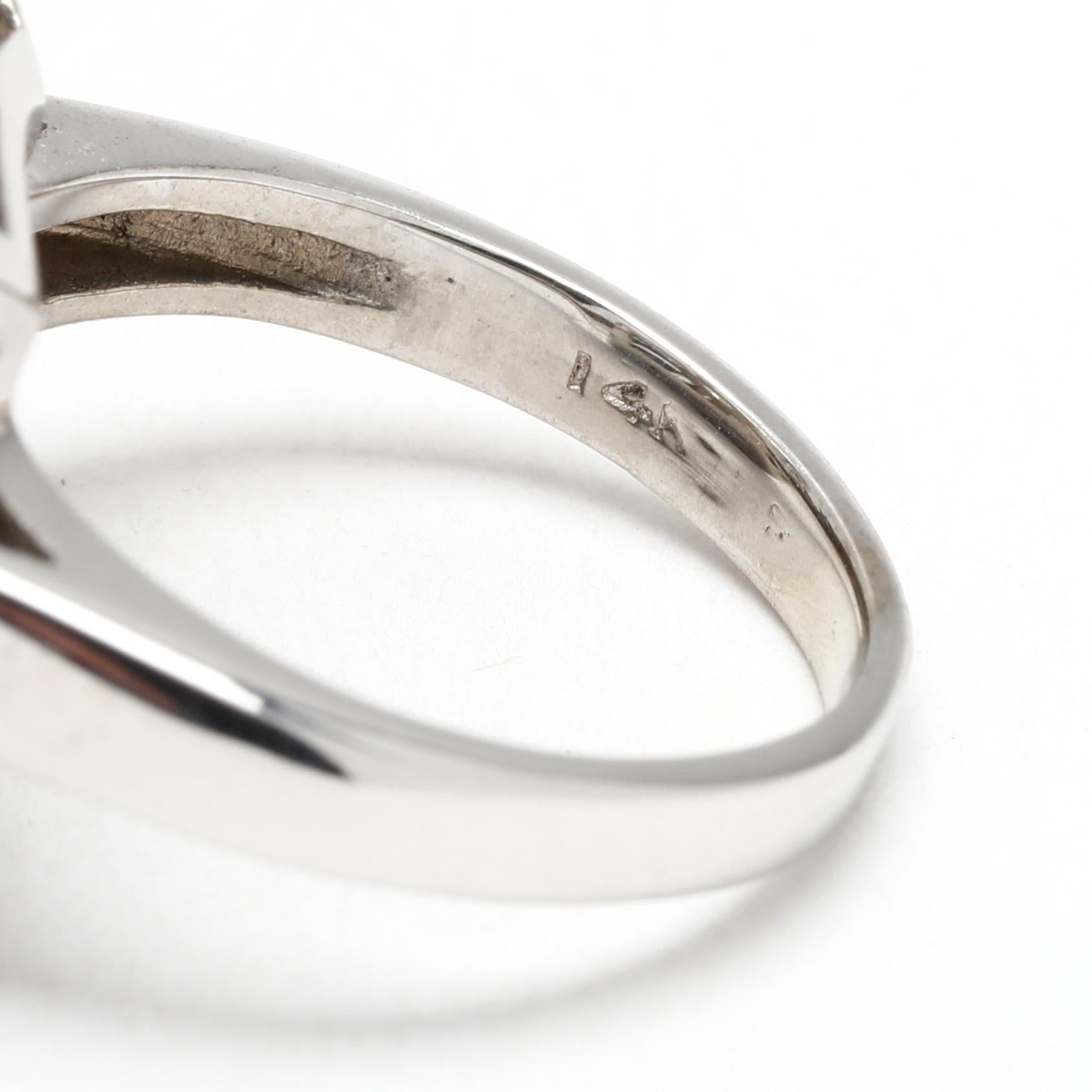 0.34ctw Diamond Square Statement Ring, 14k White Gold, Taille de bague 3 Unisexe en vente