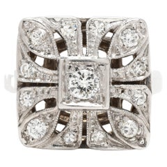 0.34ctw Diamond Square Statement Ring, 14k White Gold, Taille de bague 3