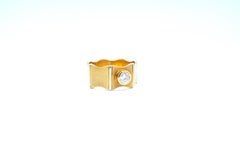 0.35 and 0.16 Carat Diamond 18 Karat Gold Band Couple Rings with Vertical Edges