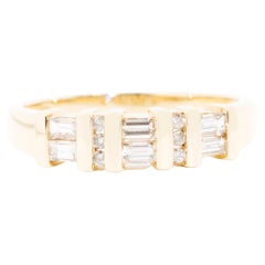 0.35 Carat Baguette and Round Brilliant Diamond Eternity Band Ring 9 Carat Gold