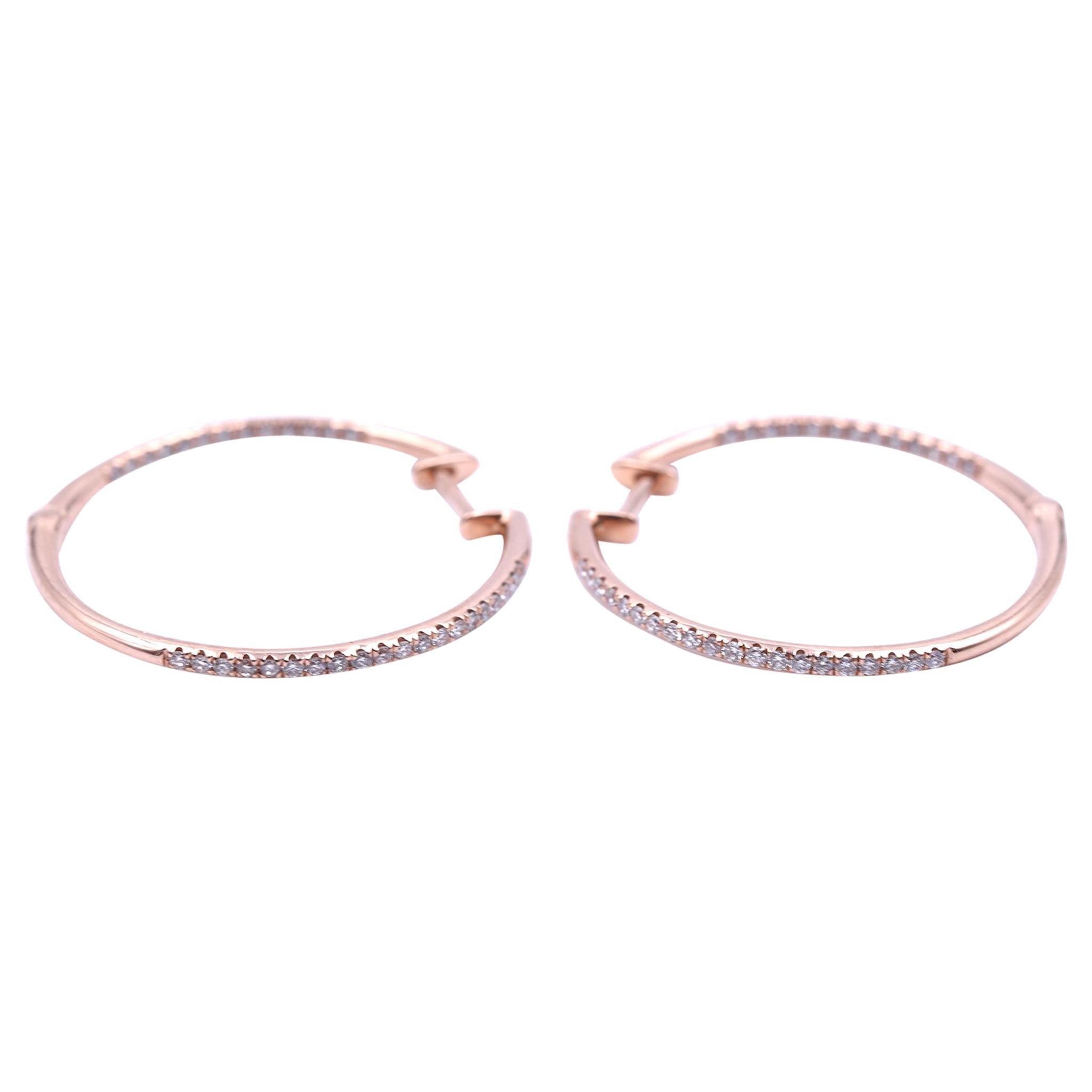 0.35 Carat Diamond 14 Karat Rose Gold Inside or Outside Hoop Earrings