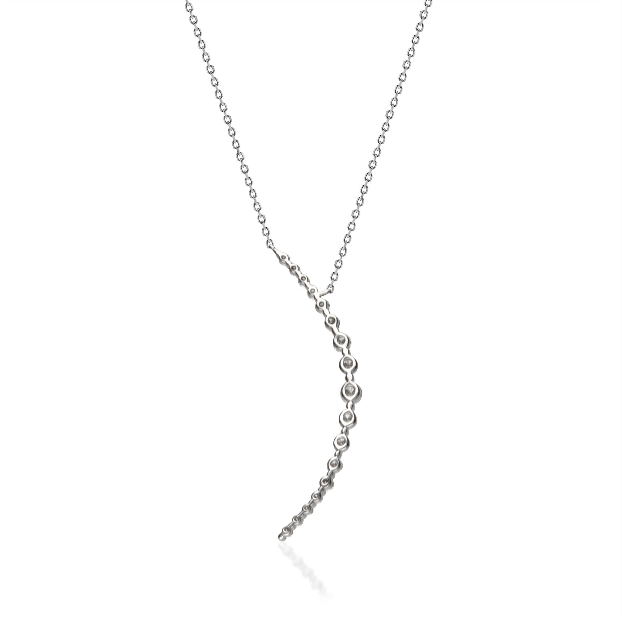 Modern 0.35 Carat Diamond 14 Karat White Gold Necklace For Sale
