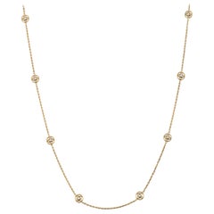 0.35 Carat Diamond 18 Karat Yellow Gold Station Necklace