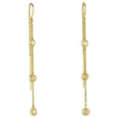 0.35 Carat Diamond Chain Threader Earrings in 14k Yellow Gold - Shlomit Rogel