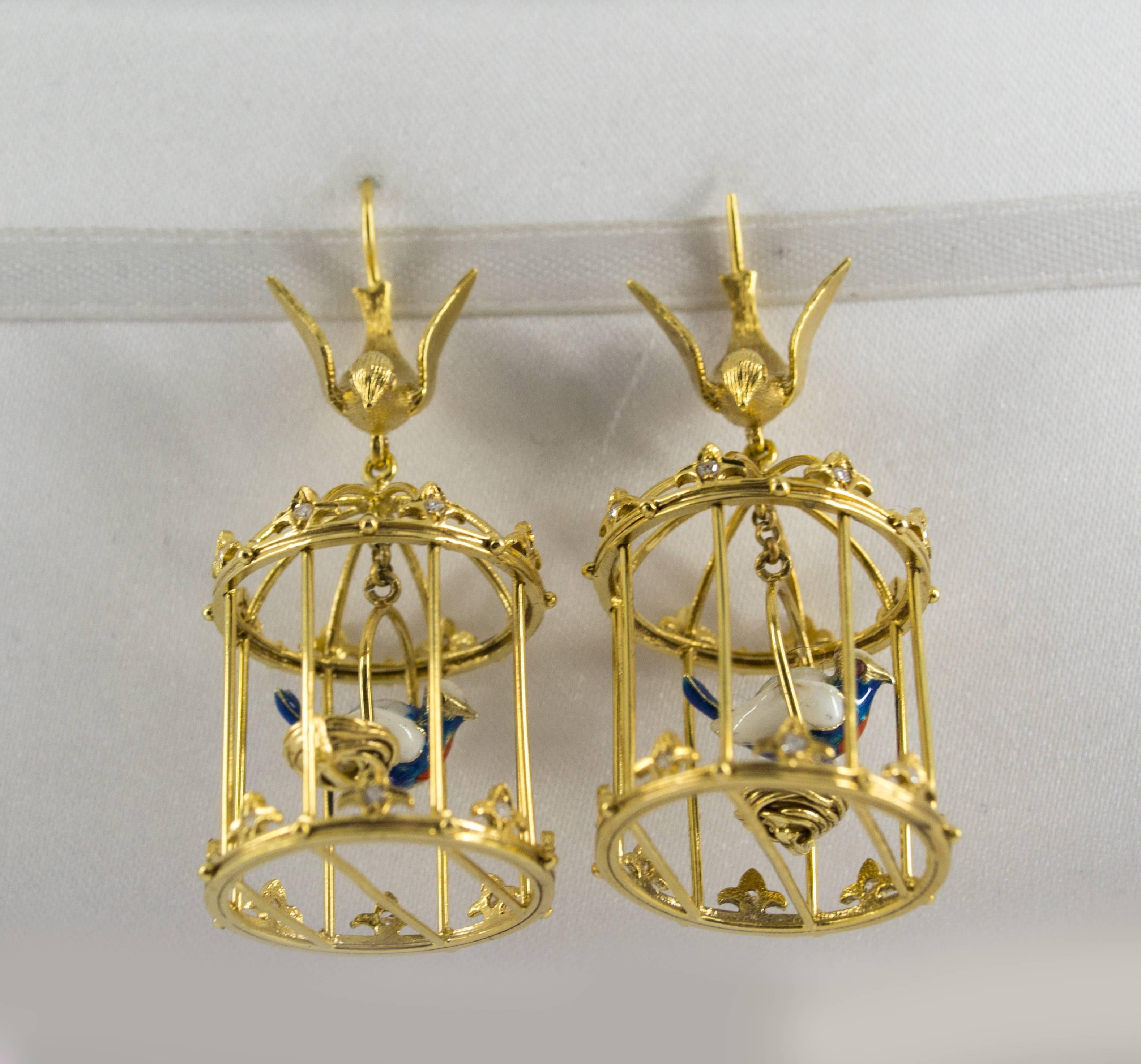 These Earrings are made of 9K Yellow Gold.
These Earrings have 0.35 Carats of Diamonds.
These Earrings have also Enamel.
We're a workshop so every piece is handmade, customizable and resizable.