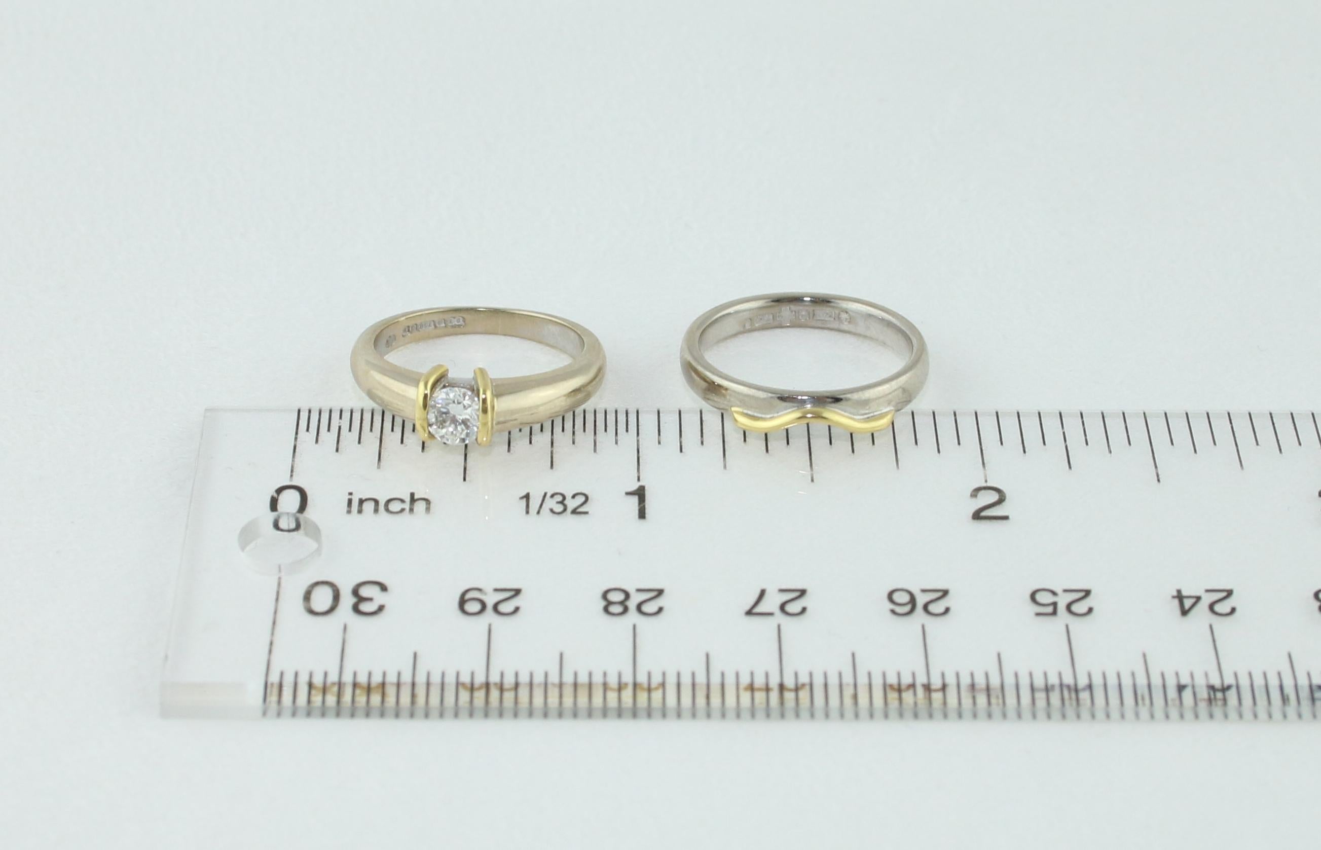 0.35 Carat Diamond Gold Engagement Band Set For Sale 4