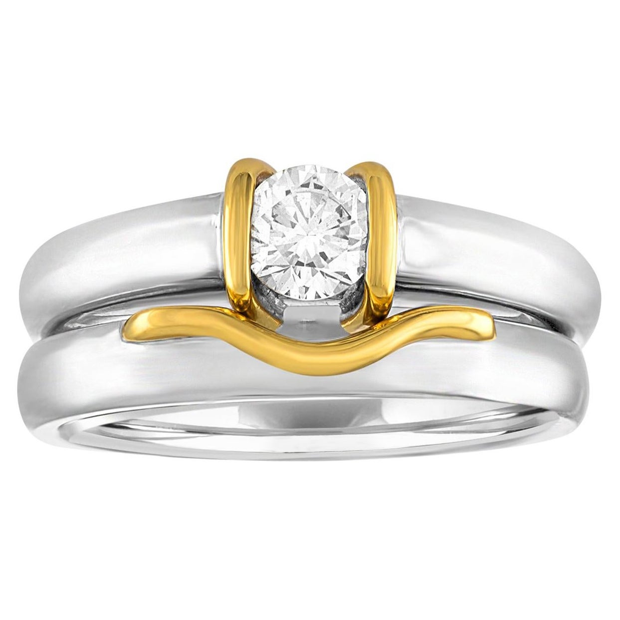 0,35 Karat Diamant Gold Verlobungsband Set