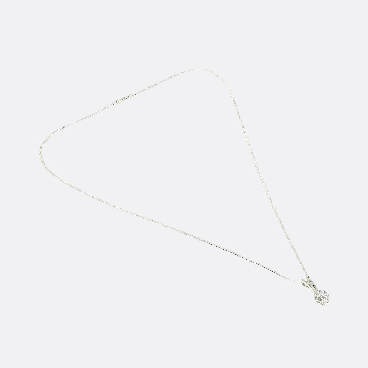 Brilliant Cut 0.35 Carat Diamond Halo Pendant Necklace For Sale