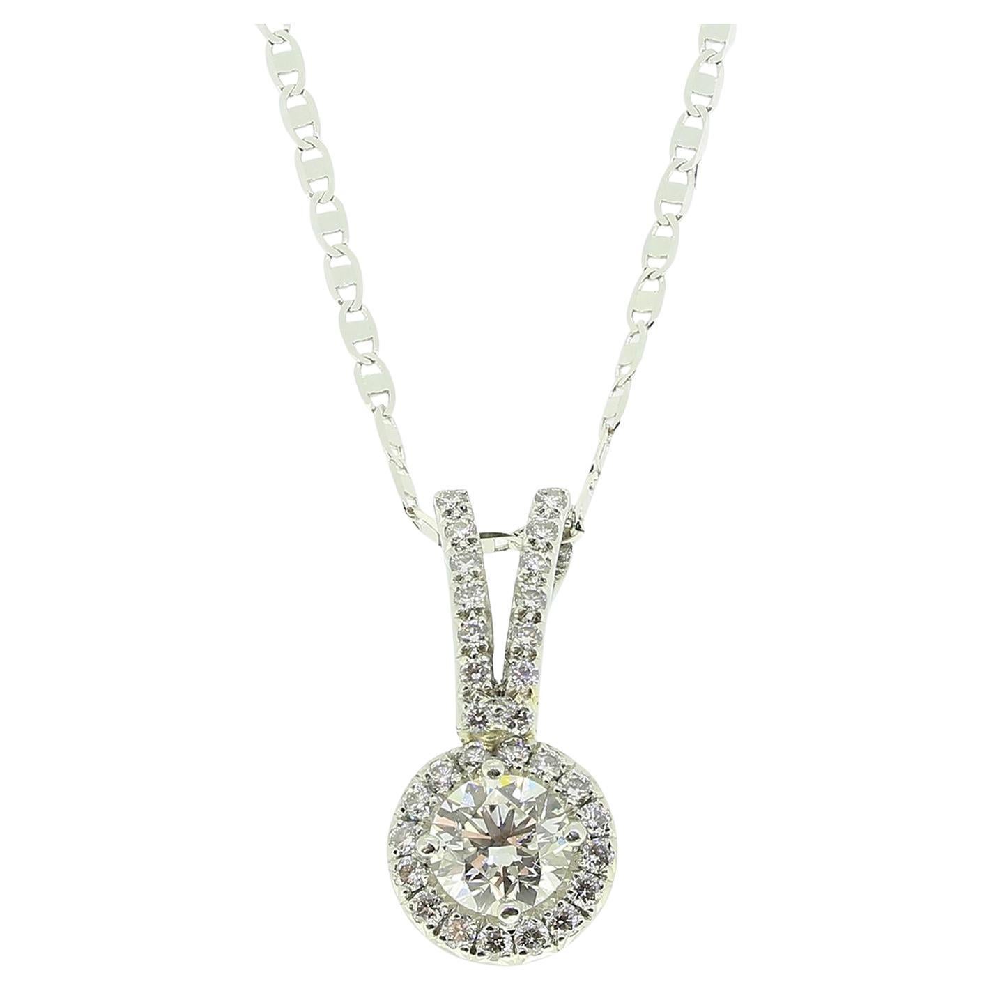 0.35 Carat Diamond Halo Pendant Necklace