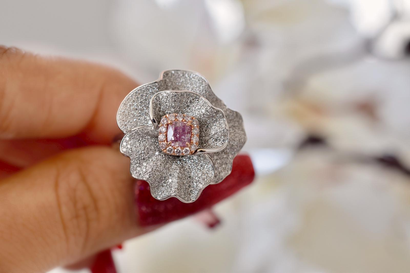 **100% NATURAL FANCY COLOUR DIAMOND JEWELLERIES**

✪ Jewelry Details ✪

♦ MAIN STONE DETAILS

➛ Stone Shape: Cushion
➛ Stone Color: Faint Pink
➛ Stone Weight: 0.35 carats
➛ Clarity: VS1
➛ GIA certified

♦ SIDE STONE DETAILS

➛ Side white diamonds -
