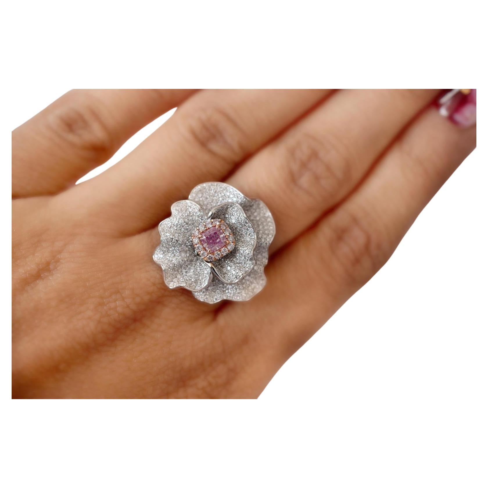 0.35 Carat Faint Pink Diamond Ring VS1 Clarity GIA Certified 
