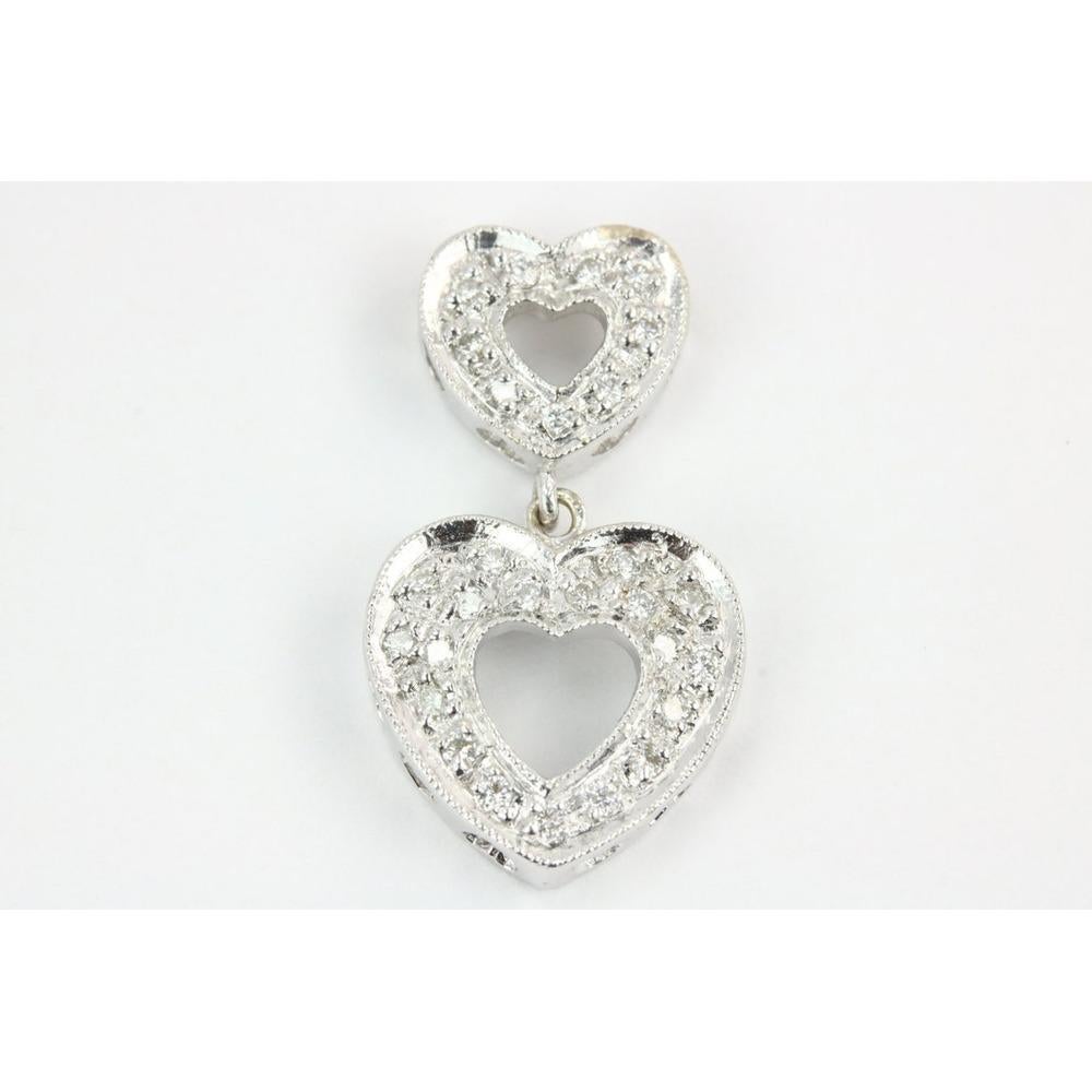 Modern 0.35 Carat Gold Heart Diamond Necklace Two Heart Pendant, Anniversary Gift For Sale
