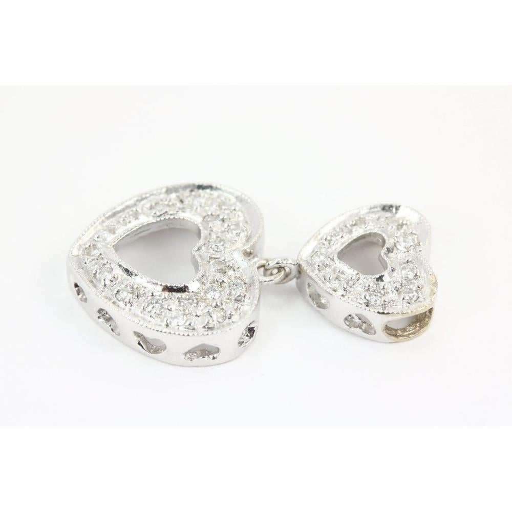 0.35 Carat Gold Heart Diamond Necklace Two Heart Pendant, Anniversary Gift In New Condition For Sale In Jupiter, FL