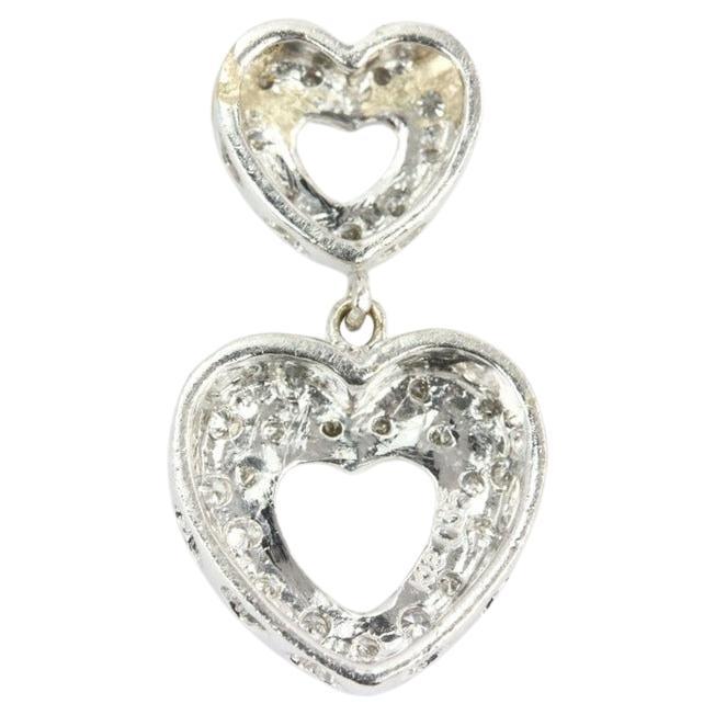 0.35 Carat Gold Heart Diamond Necklace Two Heart Pendant, Anniversary Gift For Sale