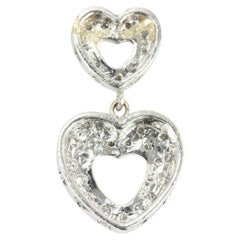 0.35 Carat Gold Heart Diamond Necklace Two Heart Pendant, Anniversary Gift