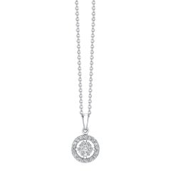 0.35 Carat Mini Cluster Round White Diamond 18 Karat White Gold Chain Pendant