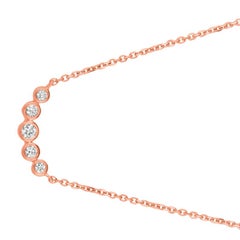 0.35 Carat Natural Diamond Bezel Necklace Pendant 14 Karat Rose Gold G SI