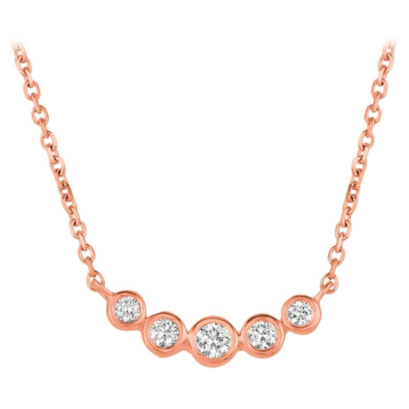 0.35 Carat Natural Diamond Bezel Necklace Pendant 14 Karat Rose Gold G SI For Sale