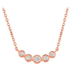 0.35 Carat Natural Diamond Bezel Necklace Pendant 14 Karat Rose Gold G SI