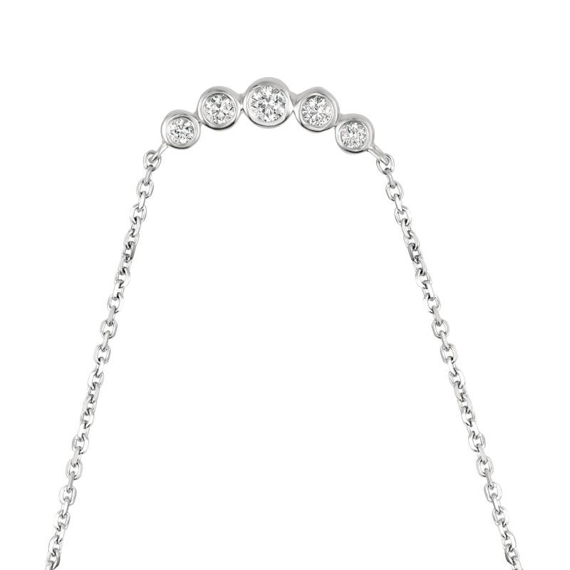 Contemporary 0.35 Carat Natural Diamond Bezel Necklace Pendant 14 Karat White Gold G SI For Sale