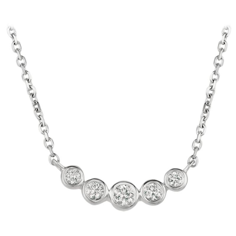 Collier pendentif en or blanc 14 carats avec diamants naturels 0,35 carat et chaton G SI en vente