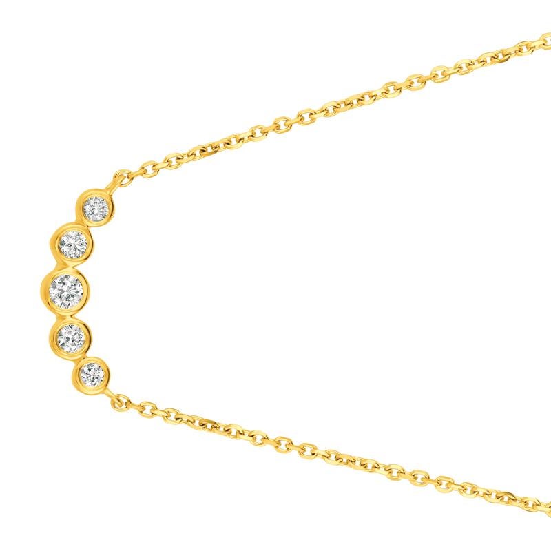 0,35 Karat natürlicher Diamant Lünette Halskette Anhänger 14 Karat Gelbgold G SI (Rundschliff) im Angebot