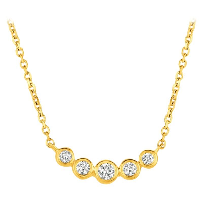 0.35 Carat Natural Diamond Bezel Necklace Pendant 14 Karat Yellow Gold G SI