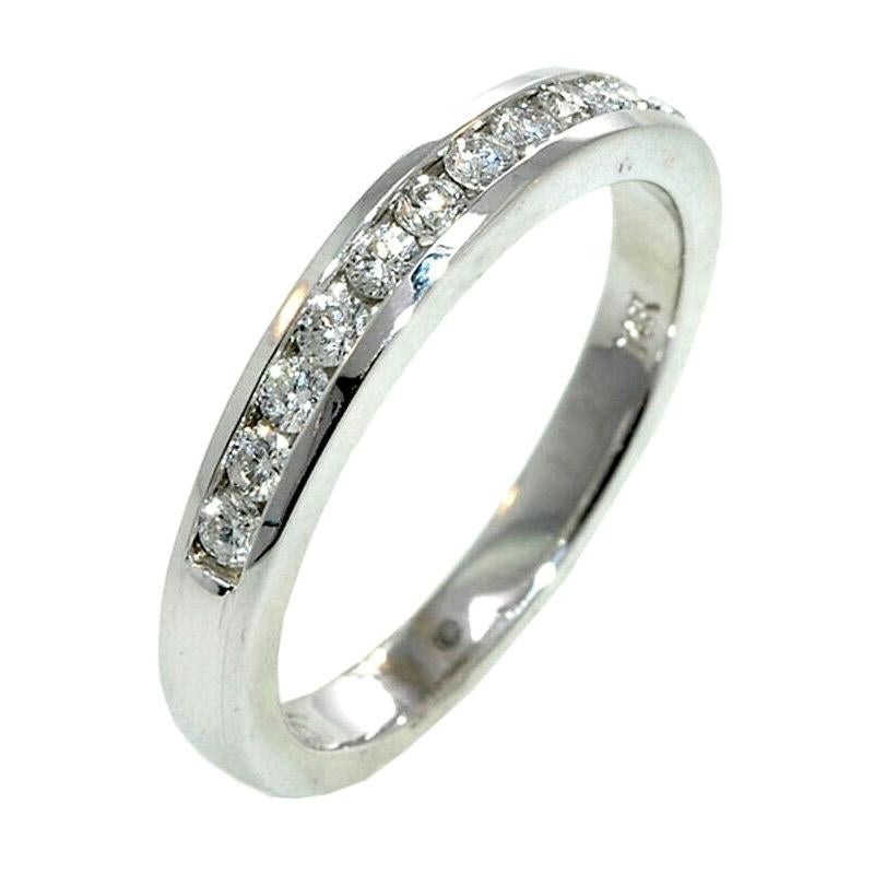 Bague à anneau en or blanc 14 carats avec diamant naturel de 0,35 carat G SI