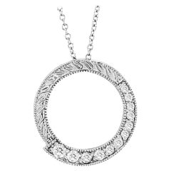 Collier circulaire en or blanc 14 carats avec diamants naturels de 0,35 carat G SI