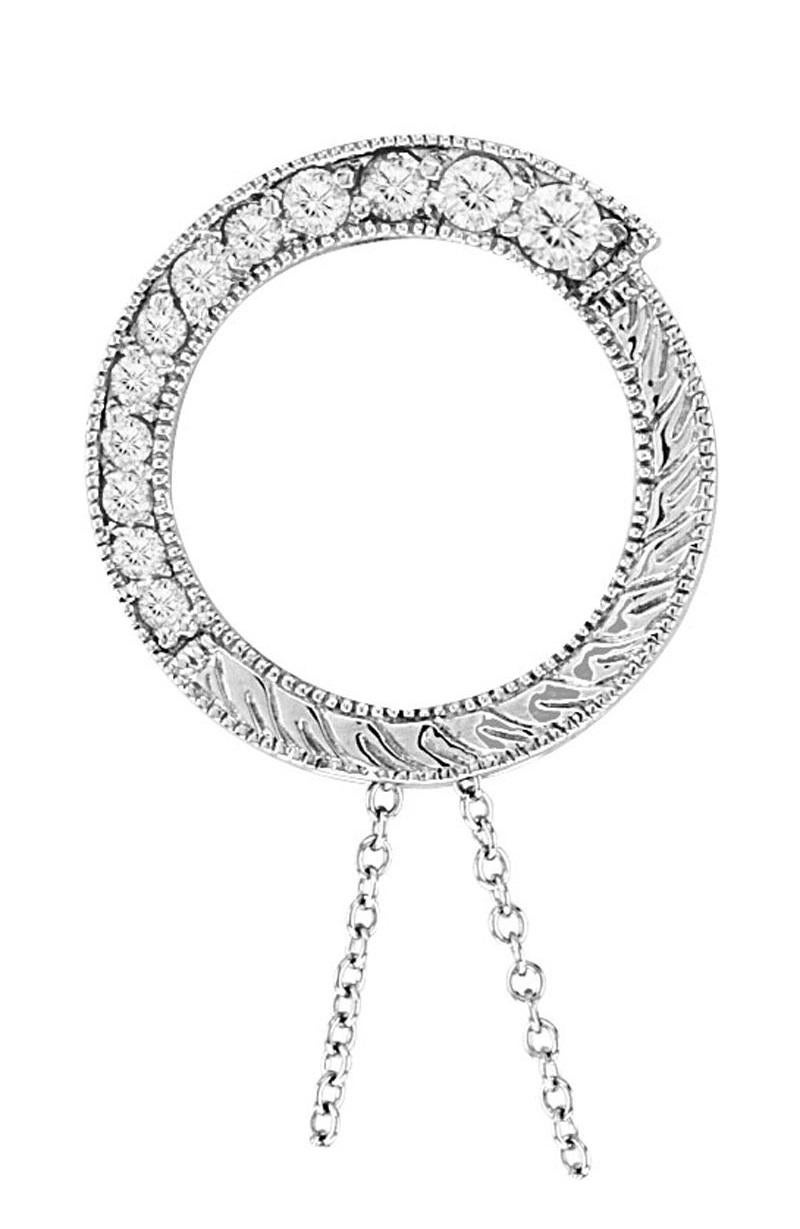 Contemporary 0.35 Carat Natural Diamond Circle Necklace 14 Karat White Gold G SI For Sale