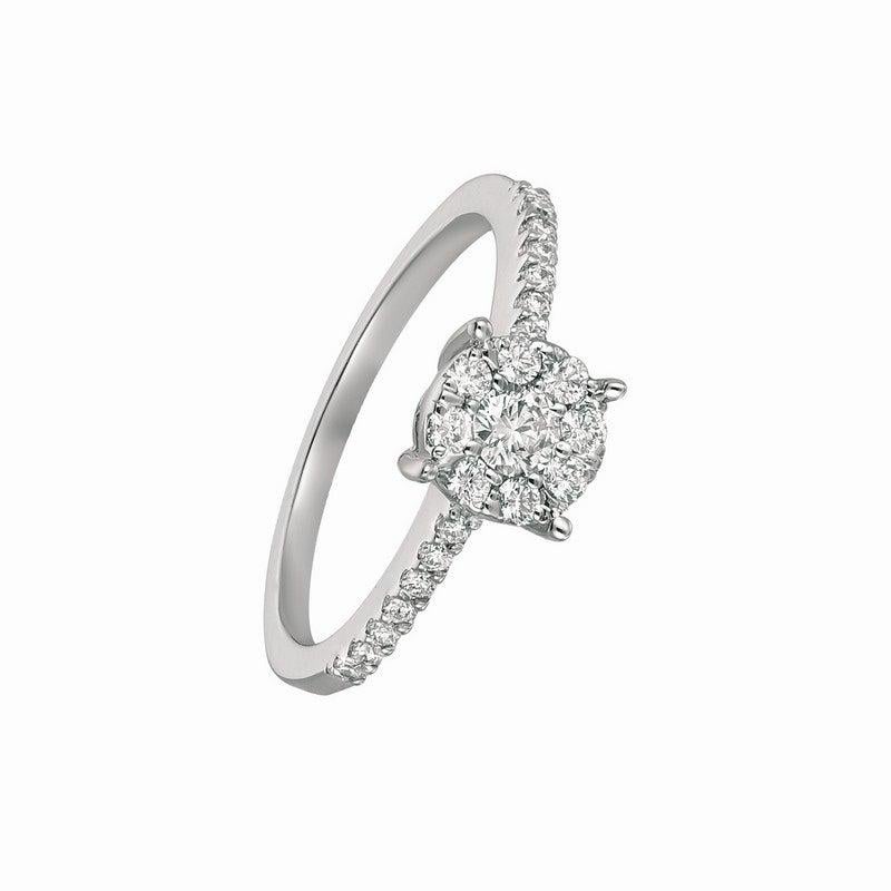 For Sale:  0.35 Carat Natural Diamond Cluster Ring G SI 14 Karat White Gold 2