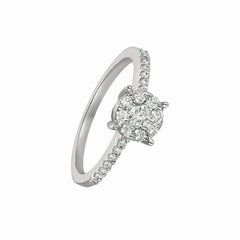 0.35 Carat Natural Diamond Cluster Ring G SI 14 Karat White Gold