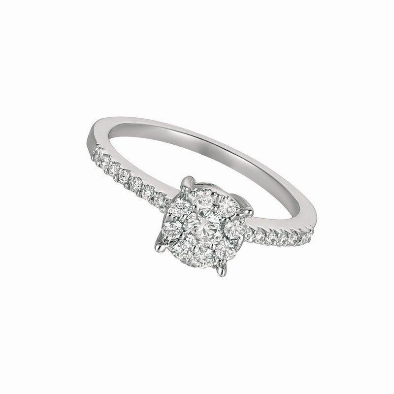 En vente :  Bague en or blanc 14 carats avec grappe de diamants naturels de 0,35 carat G SI 3