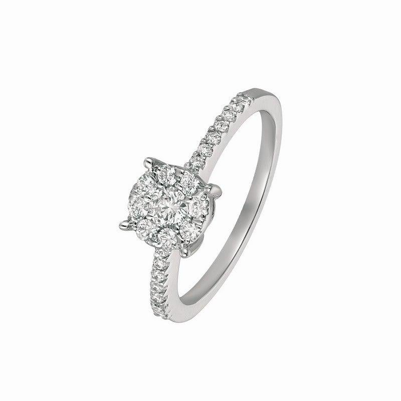 For Sale:  0.35 Carat Natural Diamond Cluster Ring G SI 14 Karat White Gold 4