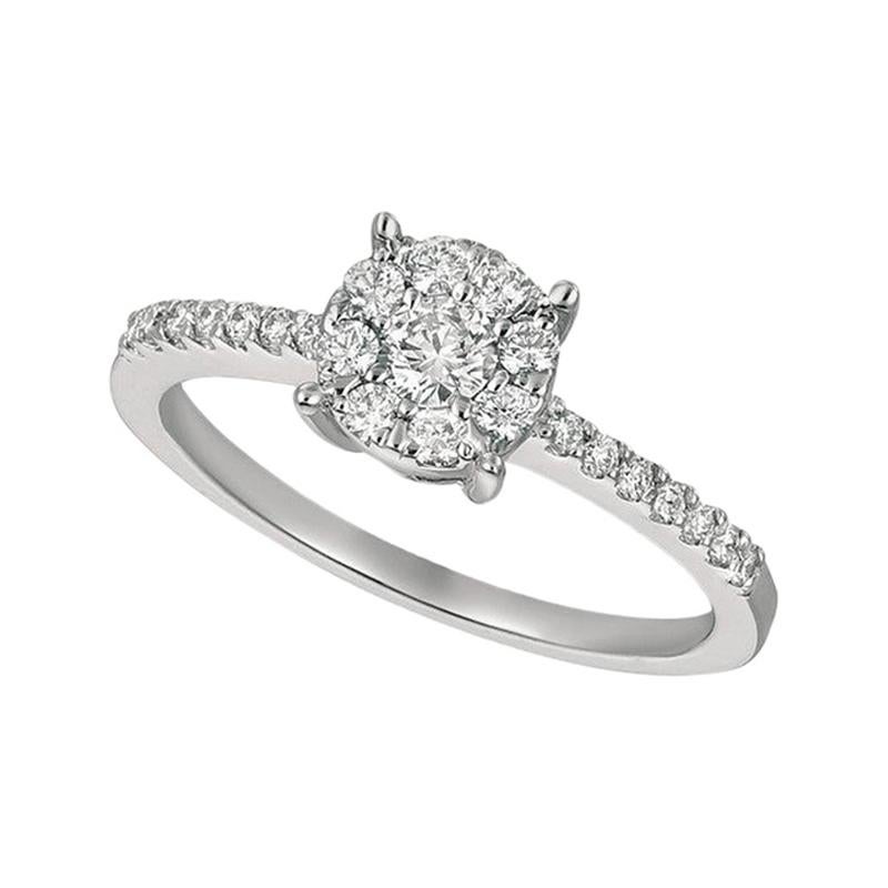For Sale:  0.35 Carat Natural Diamond Cluster Ring G SI 14 Karat White Gold